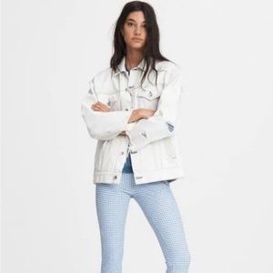 Rag & Bone distressed white jean jacket